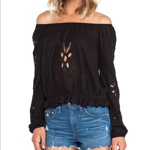 NWT Free People Jewel cut-out peasant top